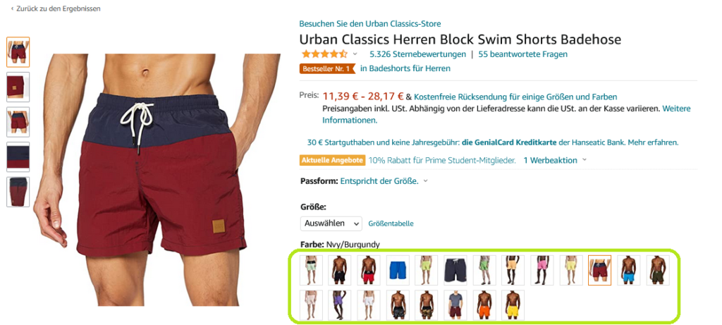 Amazon Produktfotos Swatch Herren Badeshorts von Ubran Classics mit AOP Muster