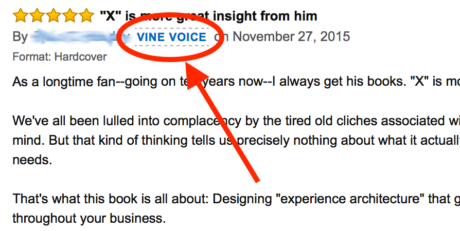 Przykładowa opinia na Amazon z odznaką Vine Voice