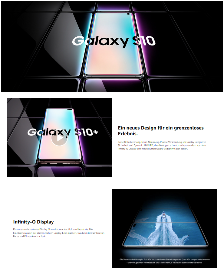 Samsung Galaxy Beispiel von Amazon A+ Content 