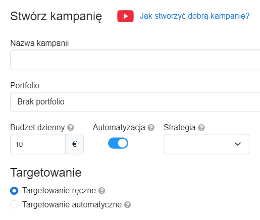 tworzenie kampanii poprzez Acosbot